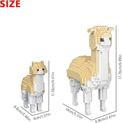 Larcele Animal Series Micro Building Blocks Animal Set DIY Mini 3D Building Toy Bricks1258 Pieces KLJM-07 (Two Alpacas)