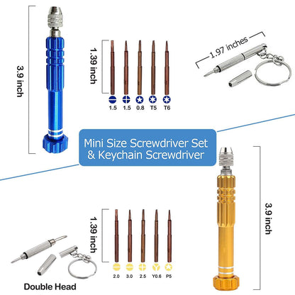 ESINAM Portable Glasses Screwdriver for Eyeglass Repairing, 13 In 1 Mutifuntional Precision Screwdriver Set for Sunglasses,Watch, Laptop, Electronics, Cellphone and Jewelry - Magnetic Bits