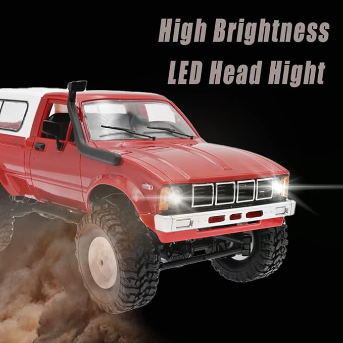 The perseids RC Rock Crawler RC Trucks 4x4 Pickup 1:16 Remote Control Car 2.4G Off-Road RC Crawler Semi Truck and Trailer All Terrain RTR Racing Vehicles Pickup with 2 Batteries (WPL C24)