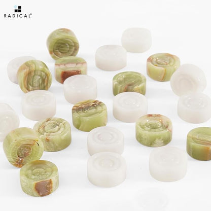 Radicaln Marble Checker Figures 1.25'' Inches White and Green Onyx Handmade Classic Checkers Pieces for Board Game Draughts Board Game for Adults