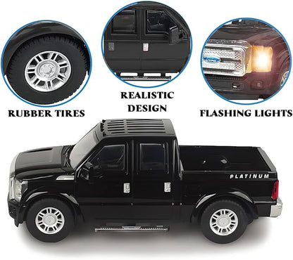 Liberty Imports RC Ford F-350 Super Duty Toy Pickup Truck Officially Licensed Full Function R/C Radio Remote Control Car Genuine 1:28 Scale Vehicle (Black)