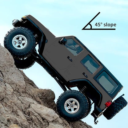 YIKESHU RC Rock Crawler RC Truck 4x4 RC Car Off Road 1/18 Scale Remote Control Truck Realistic 3 Speed Proportional Steering 370 Brushed Motor Upgrade Chassis Led Light Hobby Toy for Adult