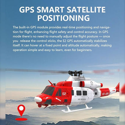 GOOSKY E2 UH-1Y RC Helicopter 2.4G 6CH Dual Brushless Simulation Stunt Aircraft Model with GPS Auto-Stabilization One-Key Return (RTF Version)