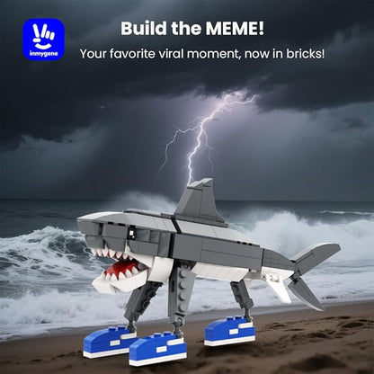 Shark Building Set Italian brainrot Toy Viral Meme Shark Building Kit Poseable Tralalero Tralala Toy for Kids Ages 6+ Creative Gift with Adjustable Jaw &amp Tail