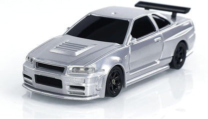 TOUCAN RC HOBBY Remote Control Race Car 1/43 RTR with Gyro RC Drift Car 4WD Traffic Cones for Indoor Outdoor (Silver)