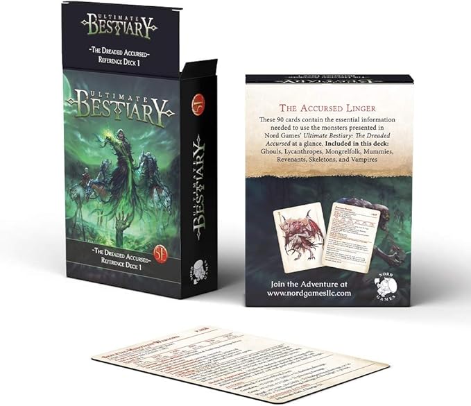 Dungeons and Dragons 5th Edition Deck of Cards – The Dreaded Accursed: Reference Deck 1 by Nord Games – 100 Cards - Games for Adults and Kids – DND Books – Gaming Accessories - Compatible with D&ampD