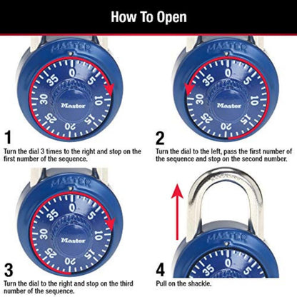 Master Lock 1530DCM School or Gym Locker Lock Combination Padlock, Back to School Essential, Pack of 1 - Colors May Vary