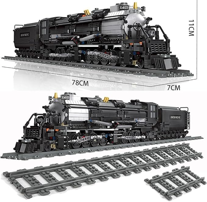 BIGBOY Steam Train Building Kit and Engineering Toy BIGBOY Locomotive with Track Display Set Collectible Steam Locomotive Display Kit Gift for Train Lovers(1608Pieces)