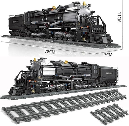 BIGBOY Steam Train Building Kit and Engineering Toy BIGBOY Locomotive with Track Display Set Collectible Steam Locomotive Display Kit Gift for Train Lovers(1608Pieces)