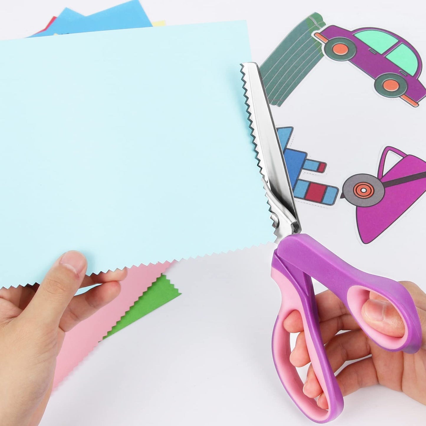 Pinking Shears for Fabric Cutting, Zig Zag Scissors, Scrapbook Scissors Decorative Edge for Adults, Great for Many Kinds of Sewing Fabrics Leather and Craft Paper, Professional Handheld Dressmaking