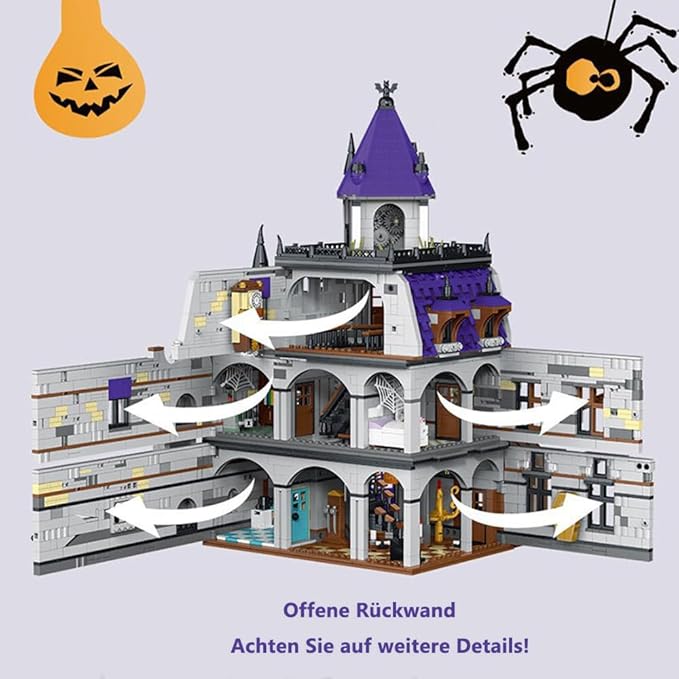 Medieval Castle Haunted House Building Set for Adults Halloween Decor Indoor Modular Architecture with LED Lights Haunted Mansion Model Kits for Halloween Fans Gift for Men Women 4192pcs