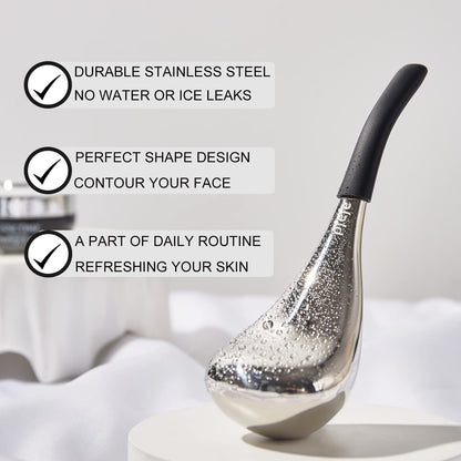 Ice Globes Facial Skin Care Tools for Women Face Eyes, Stainless Steel Face Beauty Cryo Sticks for Girls Ladies, Cooling Massage Spa Globes with Storage Case