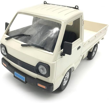 WPL D12 RC Kei Truck 1:10 Scale Remote Control Drift Car 2.4GHz All Terrain Off Road Pickup Truck Crawler with Brushed Motor LED Headlights 2 Batteries RTR for Adults (White)