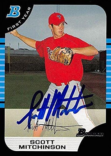 Sports Memorabilia Autograph Warehouse 244553 Scott Mitchinson Autographed Baseball Card - Philadelphia Phillies FT 2006 Bowman First Year - No. 296 Rookie