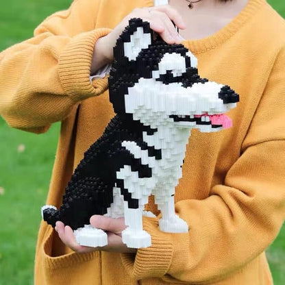Dog Husky Micro Building Blocks Set (2524 Pieces) Gift for Adults and Kids Ages 14 Years and Up