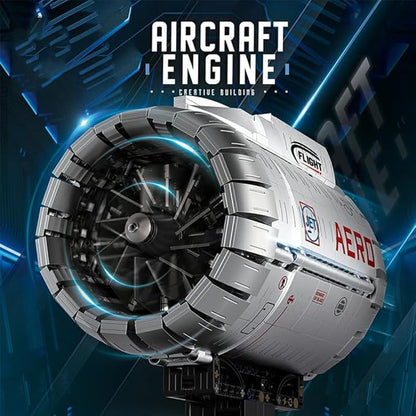 Aircraft Turbofan Engine Building Blocks Set for Adults - Powered Model with Motor STEM Engineering Toy Gifts for Builders (1786 Piece)
