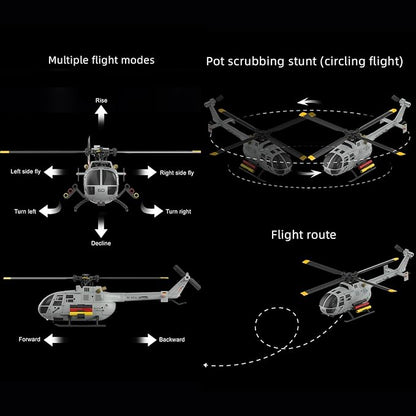 C186S Upgraded Version 6CH Remote Control Helicopter for Adults 14y+ Beginner Expert Aileronless BO-105 Air Pressure Hold Optical Flow Position Aerobatic Flight 6-Axis Gyroscope (Grey 2 Batteries)