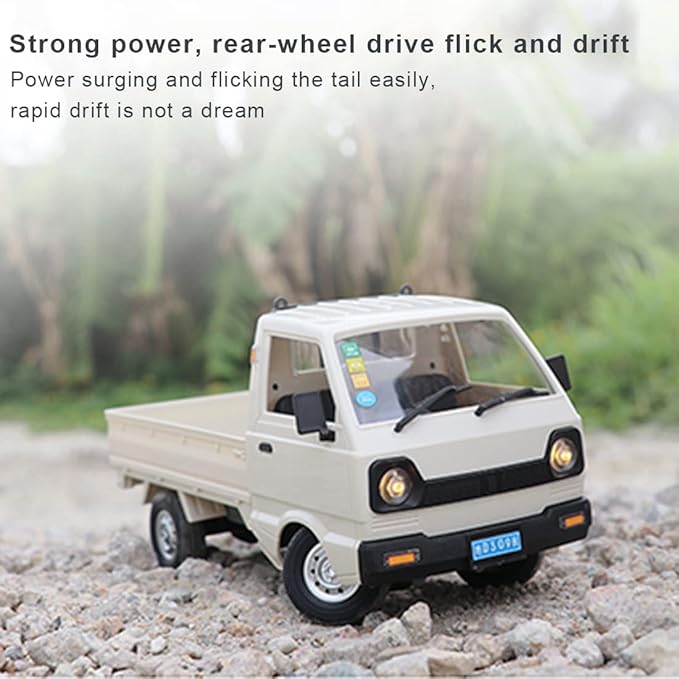 AMOC RC Mini-Truck WPL D12mini 1/16 2.4Ghz RC Car Mini-Van DIY Double Battery - White