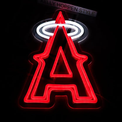 Balanar Baseball Neon Signs for Garage or Man Cave Decor Men's Gifts With Los Angels Team Logo Red Baseball Neon for Parties BarsDorms Office Wall Art and Game Room Decor