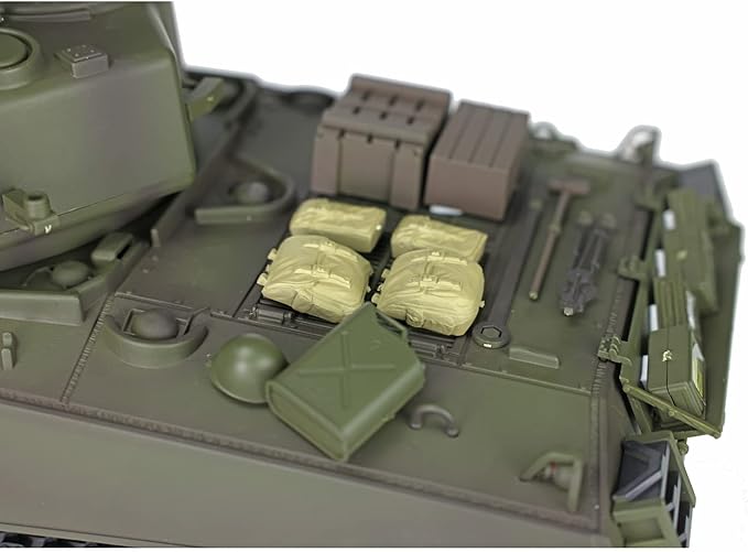 Heng Long US in Stock RC Tank 2.4G 1/16 Scale 7.0 Plastic Version M4A3 Sherman Smoking Unit Battle Tank Military Transport Vehicles 340° Rotating Turret IR Combat Model 3898 BB Airsoft