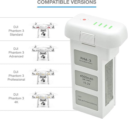 ExpertPower 2-Pack 15.2 V 4500mAh Intelligent Replacement Flight Battery for DJI Phantom 3 Drones DJI Phantom 3 SE DJI Phantom 3 Professional DJI Phantom 3 Advanced DJI Phantom 3 Standard