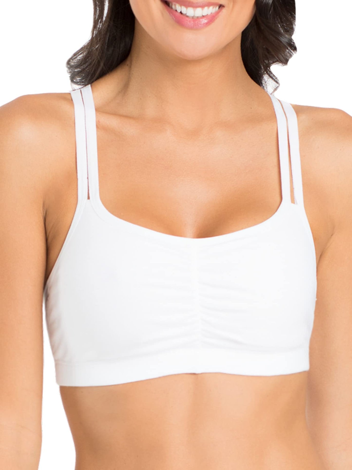 Fruit of The Loom Womens Spaghetti Strap Cotton Pull Over 3 Pack Sports Bra, Grey With Black/White/Black Hue, 44