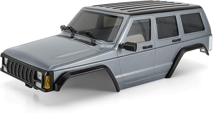 INJORA 6.10in 133g Wheelbase ABS Hardtop Cherokee Body for TRX4M Bronco Defender Chassis 1/18 RC Crawler Upgrade(Silver Grey)