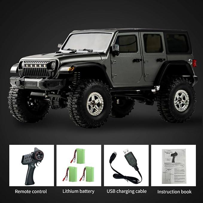 GoolRC RC Crawler 4WD RC Truck D870 RC Rock Crawler 1:18 Scale Remote Control Truck 2.4GHz All Terrains Off Road Climbing Car with LED Lights and 3 Batteries for Adults (Grey)
