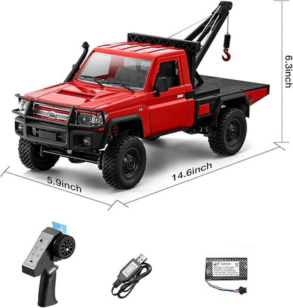 1/12 RC Crane Truck MN-82T LC79 RTR RC Crawler 4WD Off-Road Tow Car RTR 2.4GHz RC Pick-up Trail Truck for Adults Hobby Toys (Yellow)