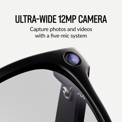 Meta Ray-Ban Glasses, Wayfarer, Shiny Black | 12 MP ultra-wide camera for HD photos and video — Open Ear Speakers for music, podcasts and more AI for voice commands and personalized experiences