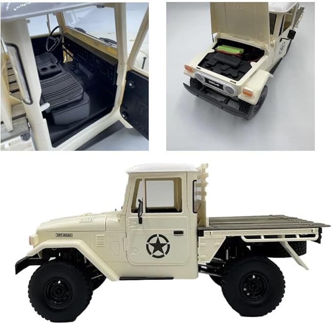 ARRIS WPL C44 1/16 RTF Off-Road RC Crawler 2025 New FJ45 RC Car with 370 Motor 2.4Ghz Remote Control Buggy 4WD RC Pickup Truck with LED Light Hobby Grade Gifts