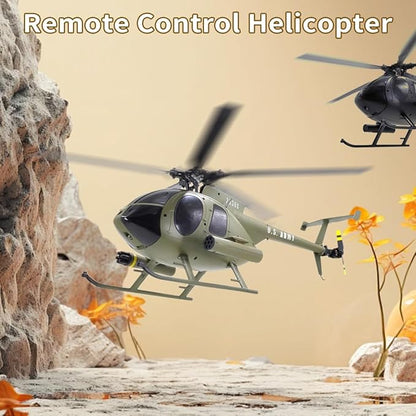 Remote Control Helicopter C189 MD500 RC Helicopter Model 1/28 Scale 4CH Single-Rotor Helicopters with 6-Axis Gyro and Brushless Motor 2.4GHz RC Aircraft for Adults 2 Batteries (Black)