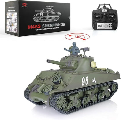 Heng Long US in Stock 1/16 Scale 2.4G 7 Plastic Version M4A3 Sherman RTR RC Tank Model 3898 BB Airsoft