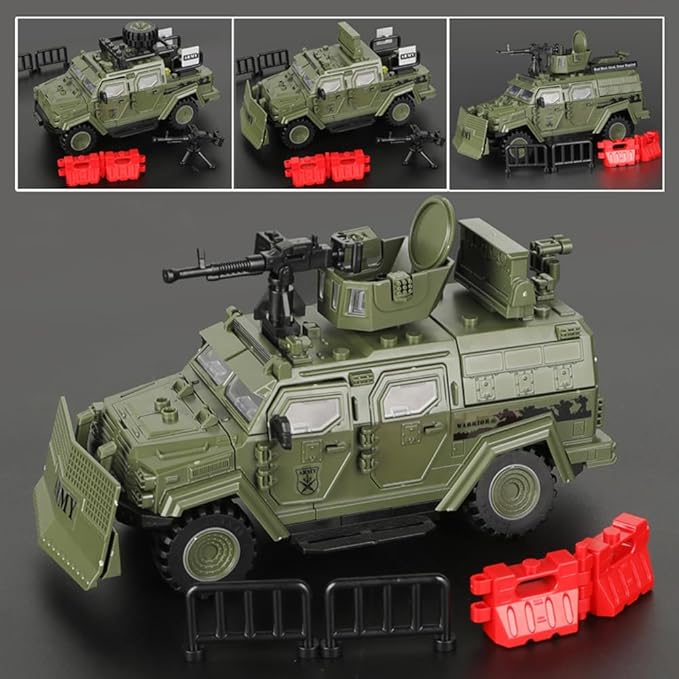4 in 1 Armored Vehicle Building Block Military Vehicle Building Brick Toys Army Car Model Toys Gifts for Boys Age 8-12 (Green)