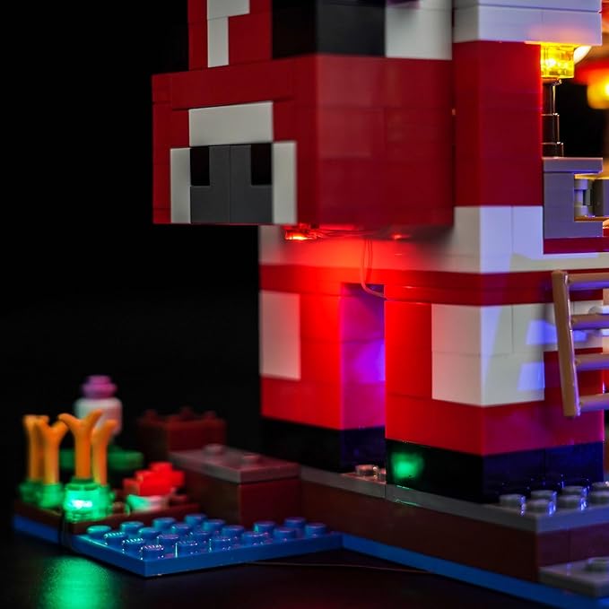 Upgraded Led Light Kit Compatible with Lego Minecraft The Mooshroom House Building Set Lights Decoration Compatible with Lego 21270 (Model Not Included)