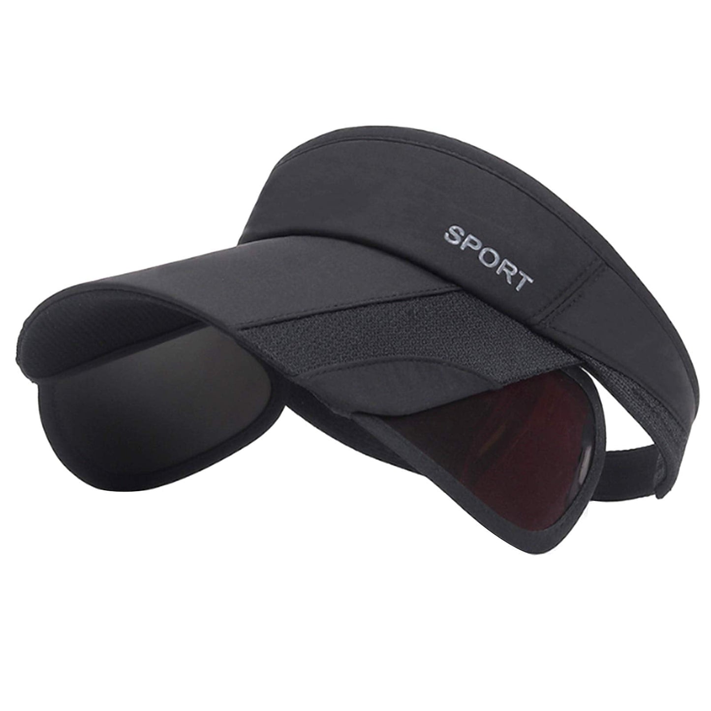 Summer Sun Visor Hat - Women Adjustable Golf Cap with Retractable Brim, UV Protection Beach/Tennis Sport Hat (Black)