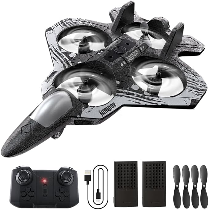 XOS Remote Control Foam Airplane Drone RC Stunt Plane RC Fighter Jet with LED Light 360° Flip 9 Functions for Kids Adults Boys Gifts