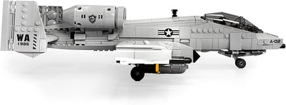 General Jim's A-10 Thunderbolt II Warthog Fighter Jet Building Blocks Set 931 Pieces Cold War Attack Aircraft Model Plane with Opening Cockpit Retractable Landing Gear Artillery Station | GJ-AA10