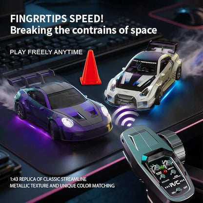 1:43 RC Drift Car D43-01 - 2.4G Full Proportional 4WD Alloy 20KM/H High Speed RC Racing Car with Gyro Silent Bearings Adjustable Speed &amp Lighting(Q2/Red/D43-01)