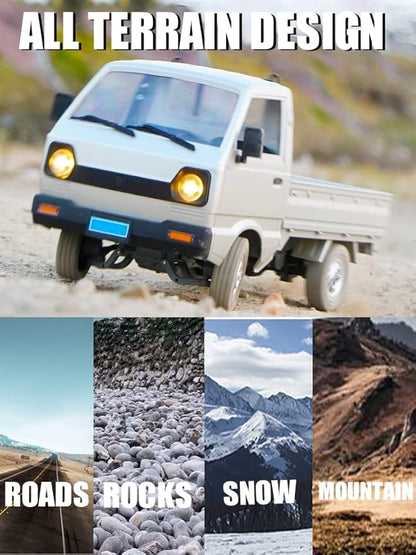 The perseids Kei Truck 2.4Ghz RTR Off-Road Vehicle Remote Control Retro Pickup Truck with Lights 1:10 RC Crawler Car Silver
