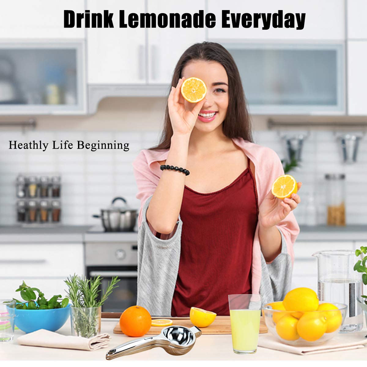 Lemon Squeezer - Lemon Squeezer Manual Citrus Juicer - Lemon Manual Press Juicers Stainless Steel - Lime Squeezer Lemon Juicer Squeezer with Grater