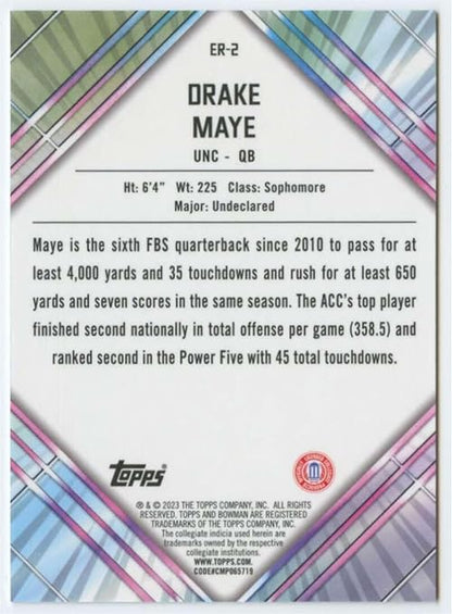 Football Trading Card NFL 2023 University Chrome Unexpected Delights Early Risers Refractor #ER-2 Drake Maye NM-MT