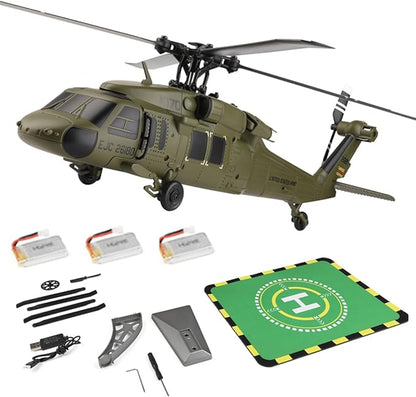 WL K170 Blackk Hawk UH-60L 170 RC Military Helicopters for Adults 2.4G 4CH Flybarless RC Helicopter with Adjustable Left and Right Hand Throttle (RTF Version)