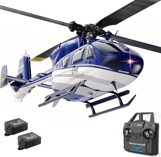 EC135 C187 Remote Controlled Heli Aircraft Plane RC Helicopter add Optical Flow Positioning Single Rotor No Ailerons 6-Axis Gyroscope Altitude Hovering Aerobatics for Adults Beginners