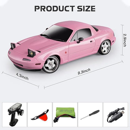 LDRC 1804 RC Drift Car RTR 1/18 Mazda MX-5 Mini Racer 2.4G RWD Gyro LED Light On-Road Remote Control Drifting Racing Vehicles Models for Adults