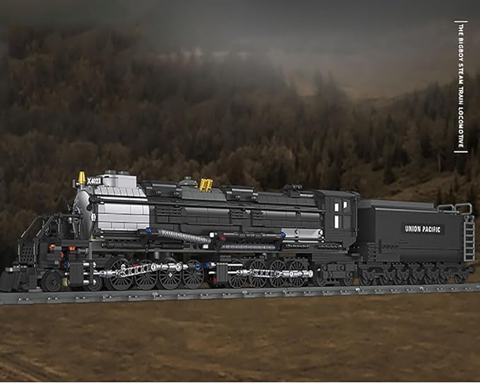 BIGBOY Steam Train Building Kit and Engineering Toy BIGBOY Locomotive with Track Display Set Collectible Steam Locomotive Display Kit Gift for Train Lovers(1608Pieces)