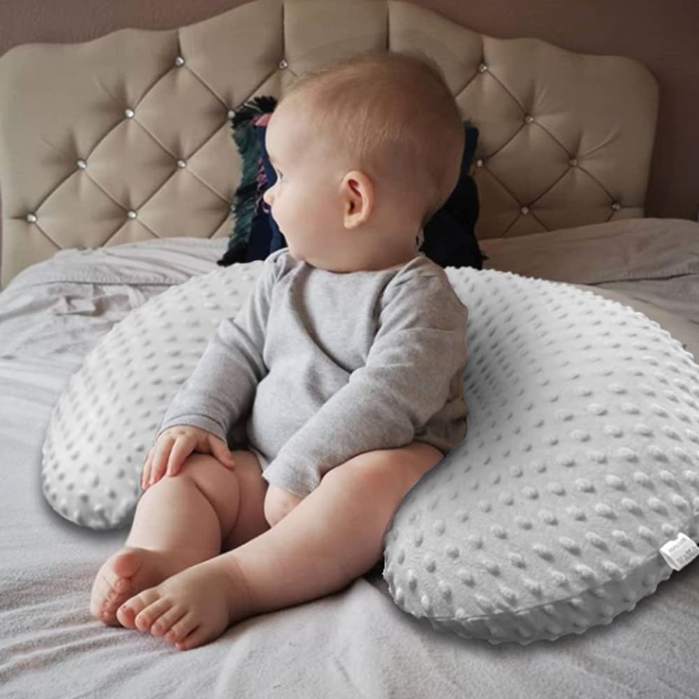 OWLOWLA 2Pack Nursing Pillow Cover White&Khaki Nursing Covers Set Breastfeeding Pillow Slipcover Fits Naked Nursing Pillow for Baby Boy Girl(White/Khaki)