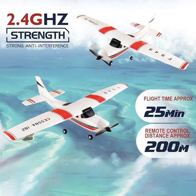 F949 RC Plane 720 Motor 3CH 2.4Ghz Remote Control Airplane EPP 3D6G RTF RC Airplane for Beginners Easy to Fly RC Glider with 2 Batteries Propellers Landing Gear (LED 2BSL+ Motor)