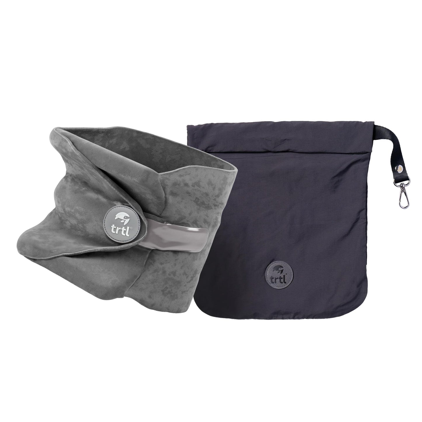 trtl Travel and Airplane Pillow - Real Sleeping Experience on Long Flights - Neck and Shoulder Support - Super-Soft, Lightweight, Easy-to-Carry, and Machine-Washable Flight Pillow - Grey