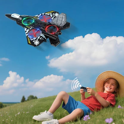 Remote Control Airplane for Kids Boys Beginners 8-12 RC Plane with Light 360° Flip Fighter Jet Toys Stunt Roll Airplane Toy Gifts for Kids Boys Girls 8-16 Drone for Adults